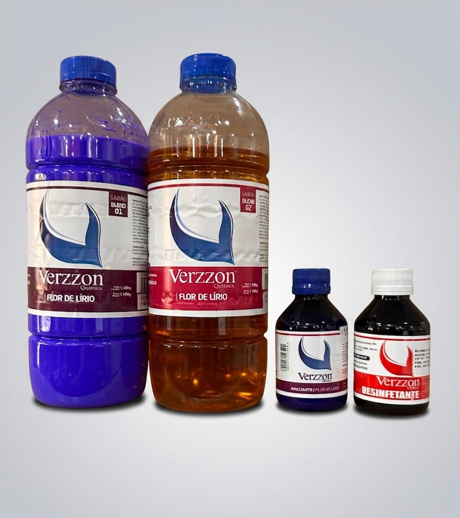 Kit Base Faz 30L de Sabão Líquido Flor de Lirio + Amaciante Roxo + Desinfetante Eucalipto